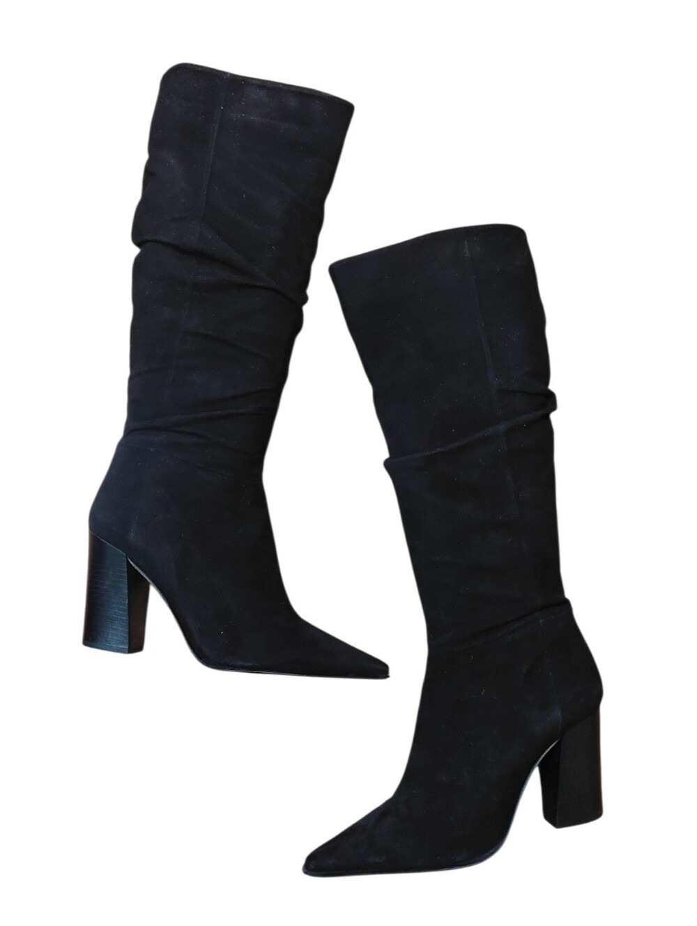 Vince Camuto Derika Black Suede Mid-Calf Pointed Toe Slouch Boots Size 10